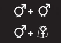 marriage equality poster with combinations of wedding themed male and female symbols in every combination
