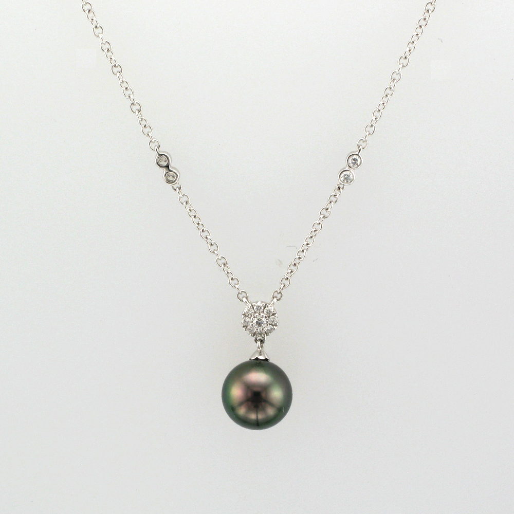 Diamond And Tahitian Pearl Necklace | M.C. Ginsberg