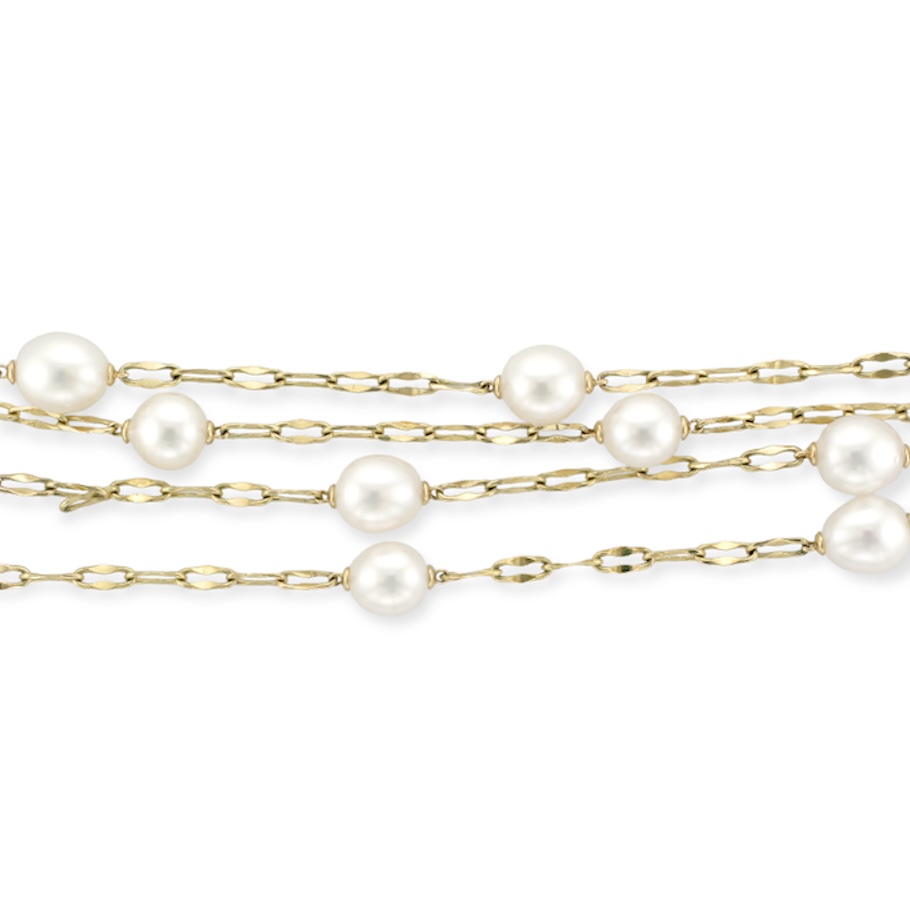 Open Link Necklace With Pearls