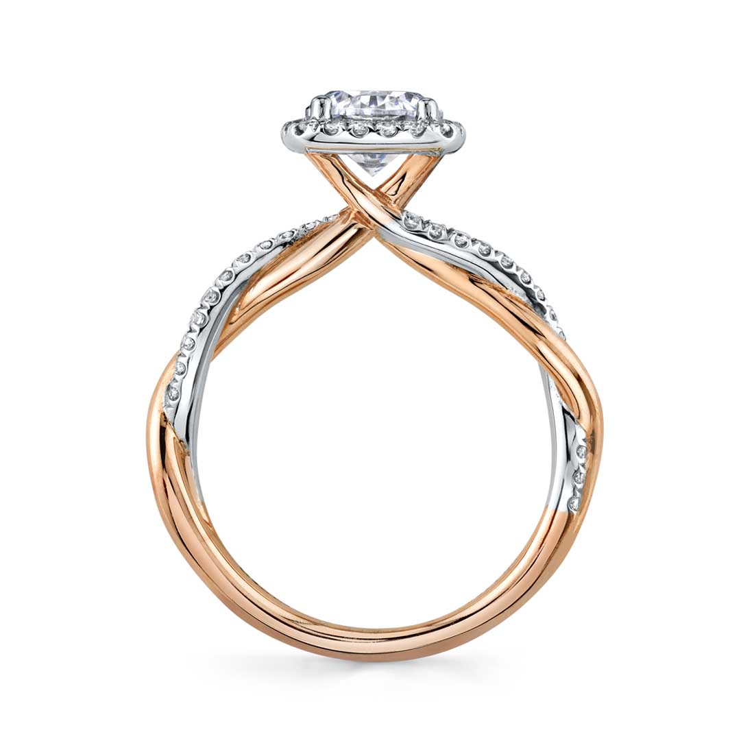 Twisting White and Rose Gold Ring Setting