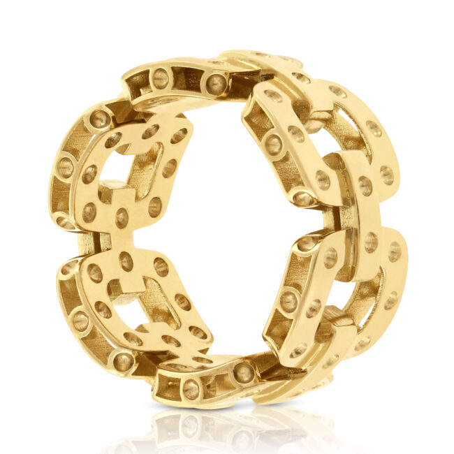 Gold Square Link Ring