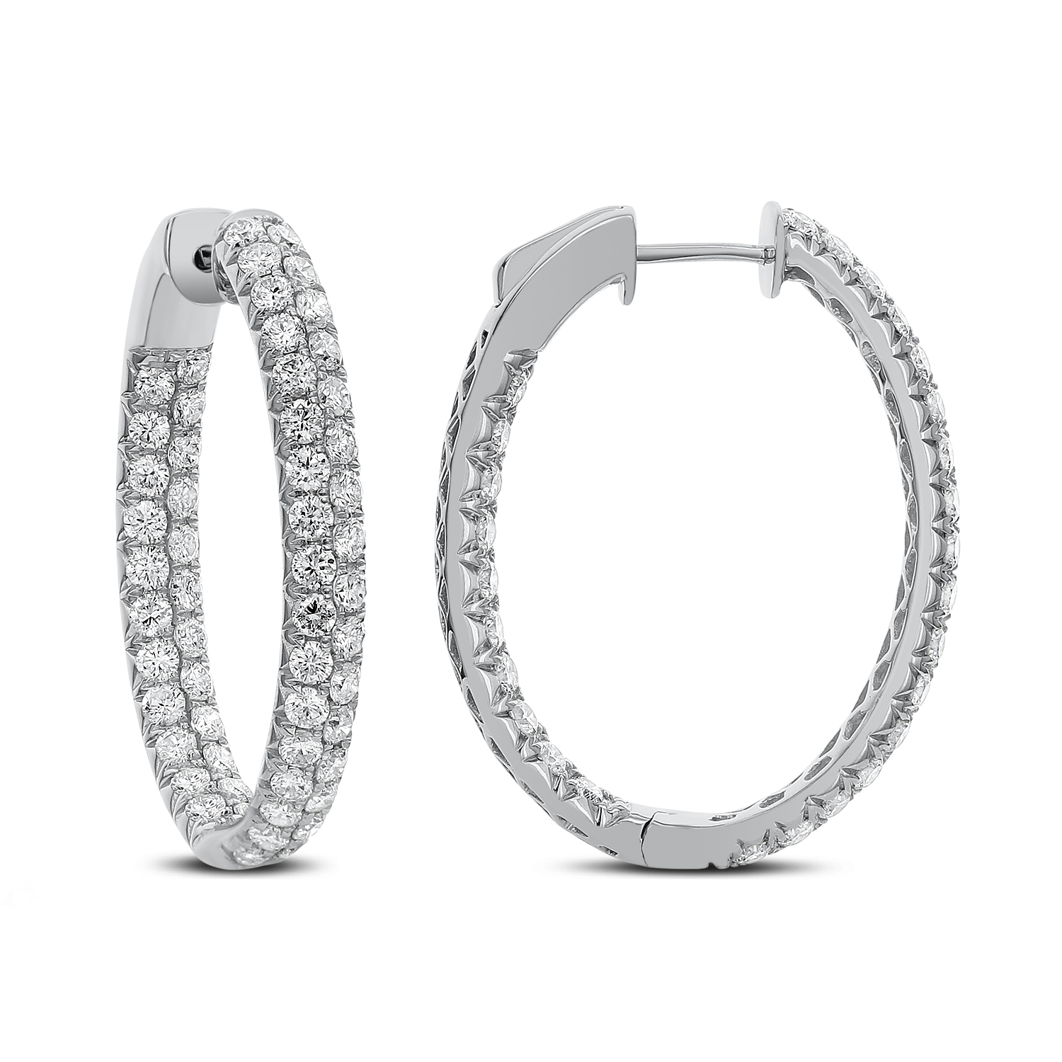 Woven White Gold Diamond Hoops | M.C. Ginsberg