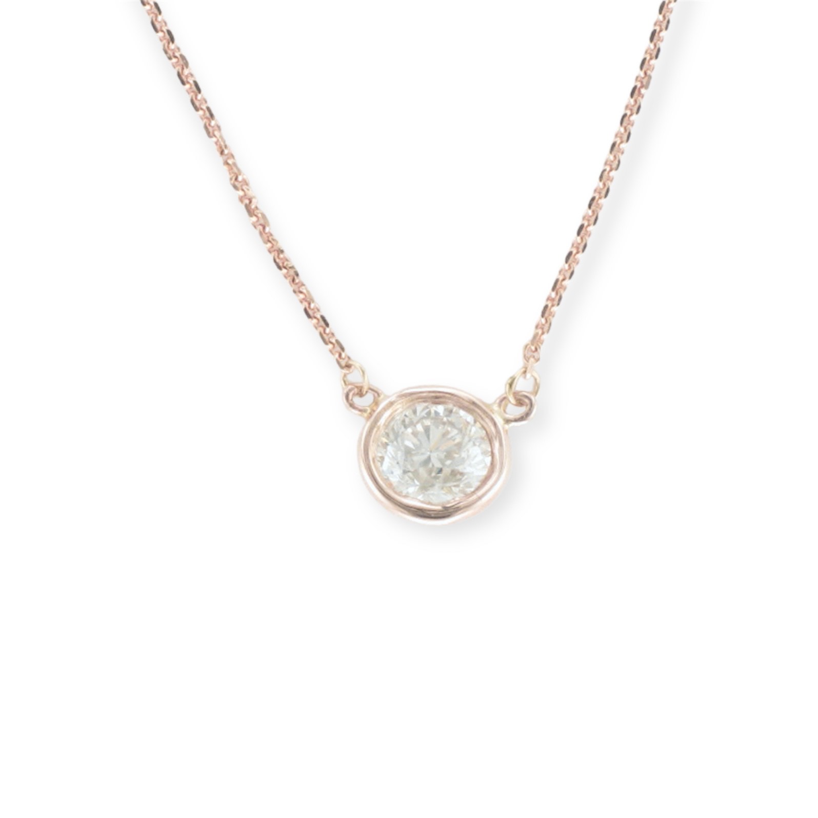 Rose Gold Bezel Set Diamond Necklace