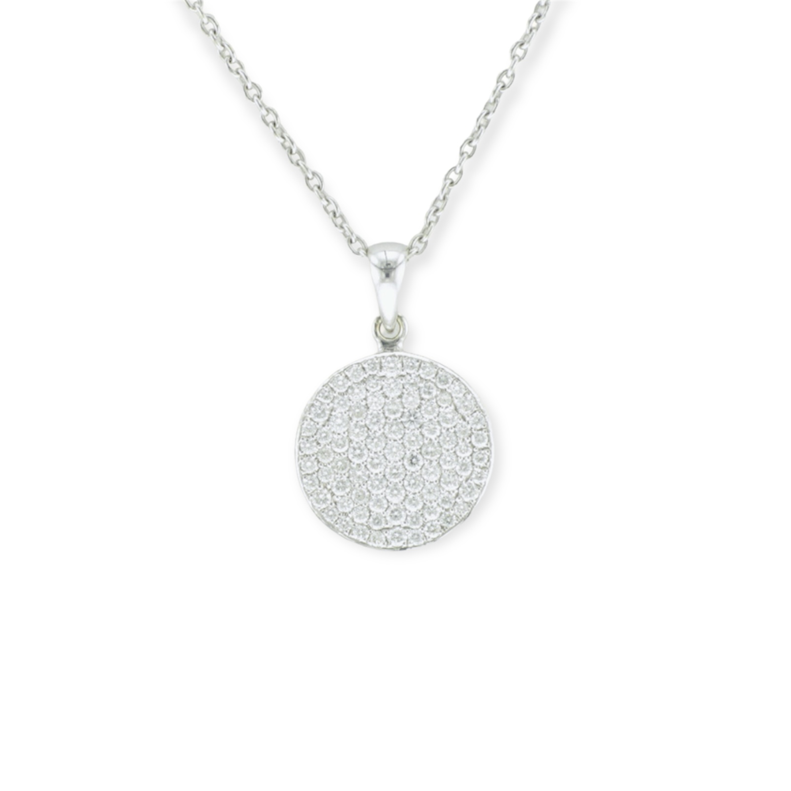 Cable Link Necklace and Pave Disk