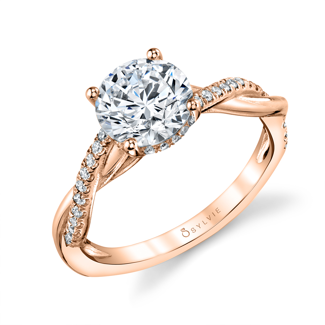 Rose and White Gold Twist Engagement Ring Setting