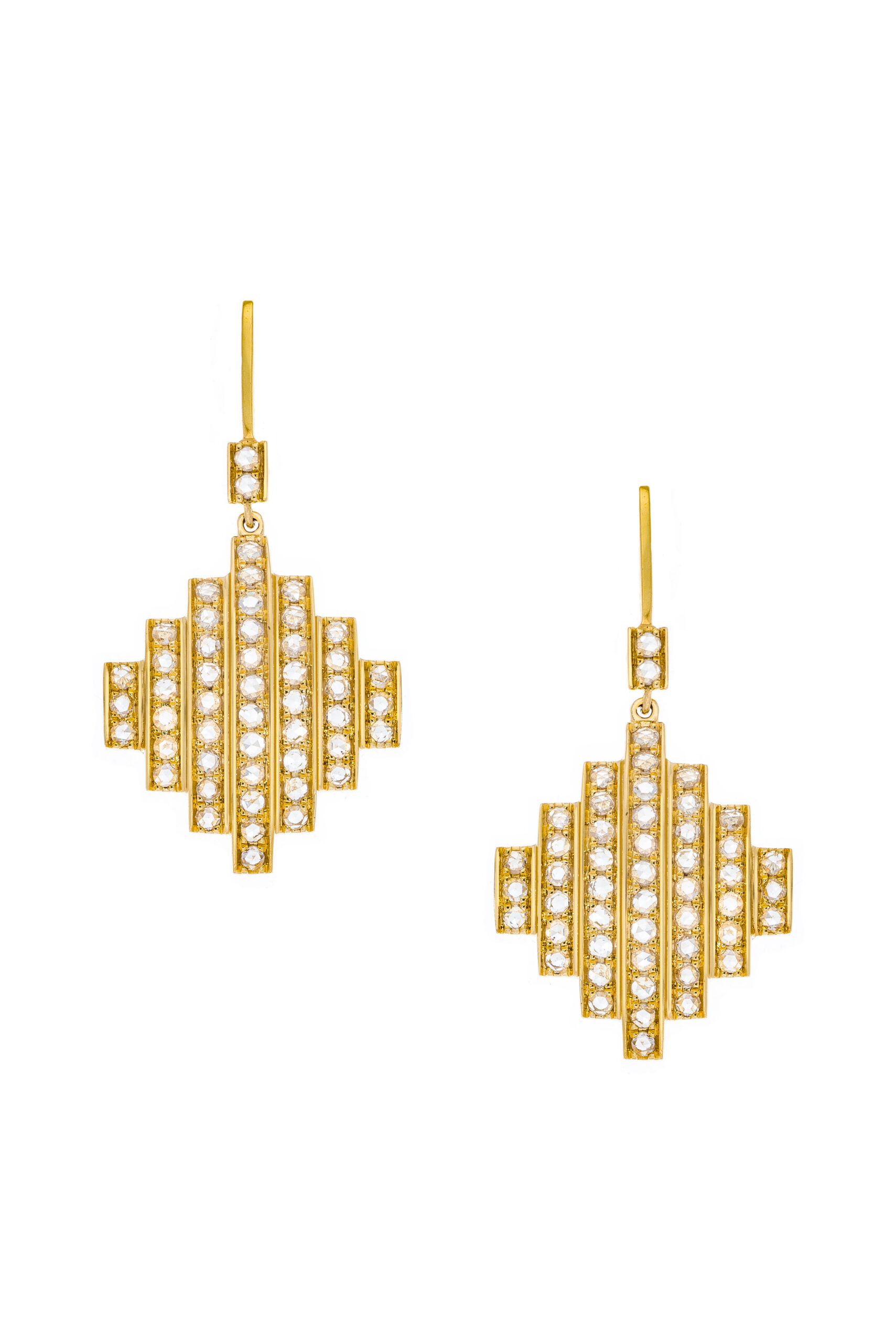 Diamond Gold Bars Drop Earrings