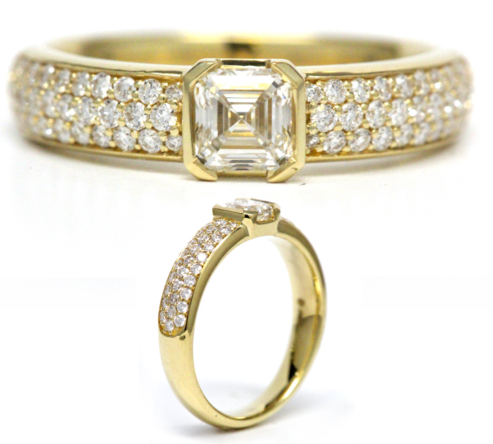 Asscher Cut Bezel Set Diamond Ring