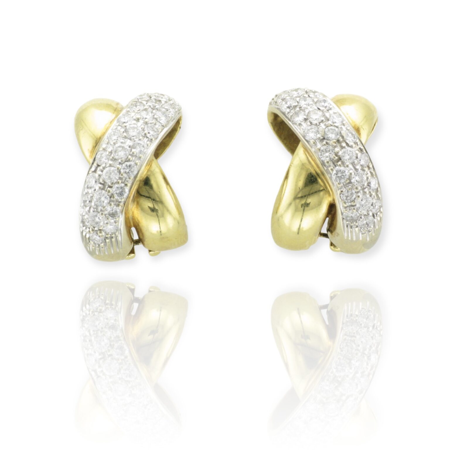Gold and Diamond Clip On Earrings