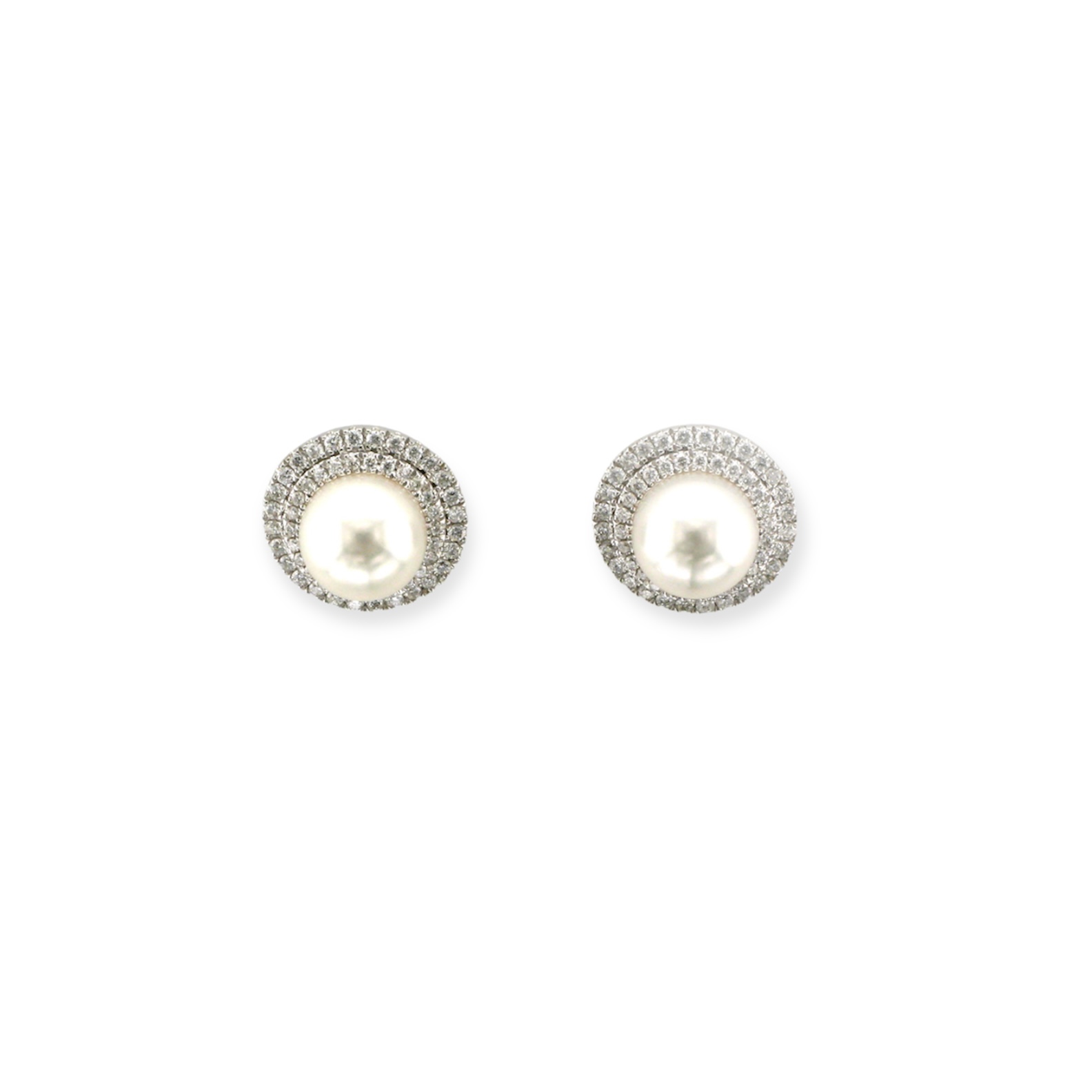 Double Halo Pearl Earrings
