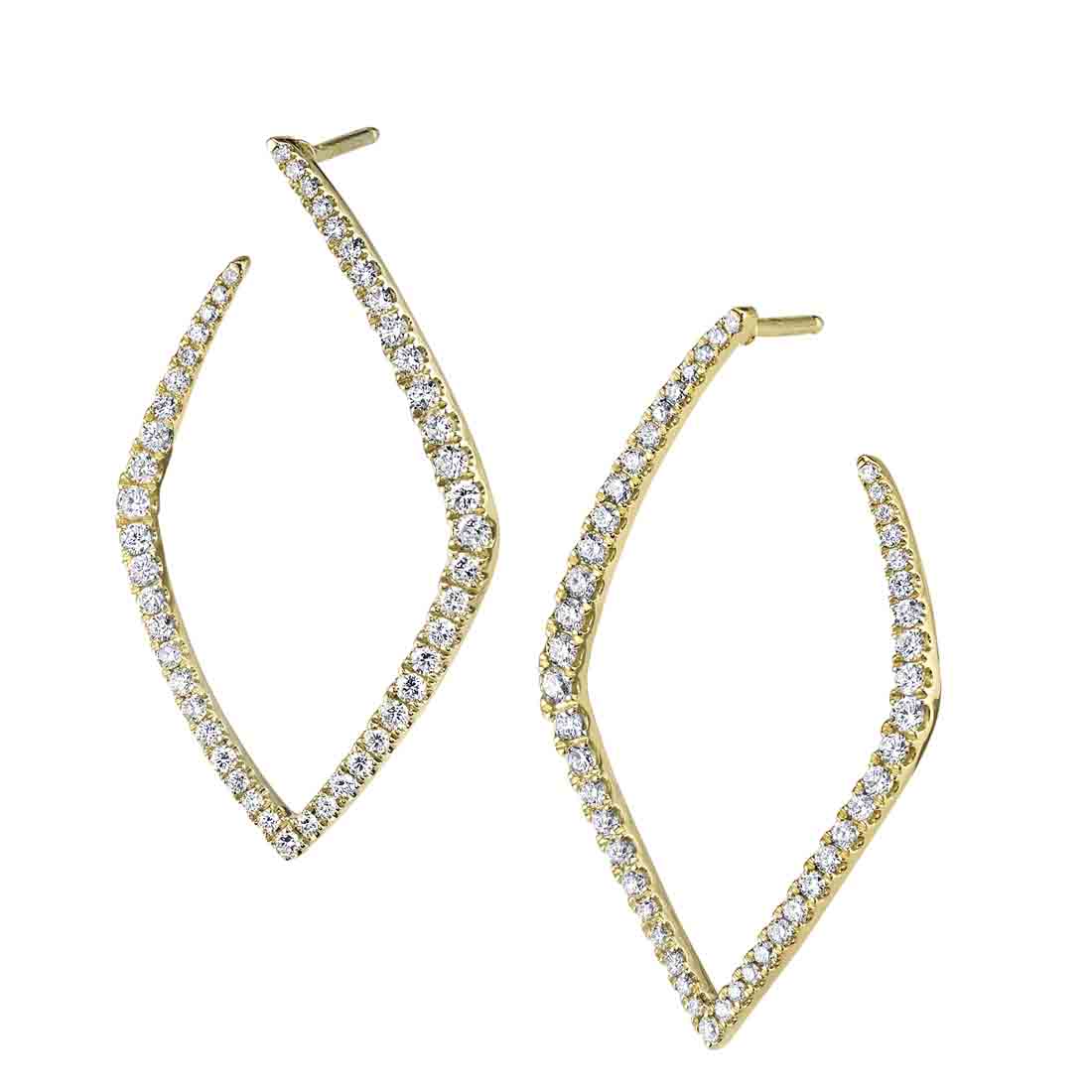 14K Yellow Gold Diamond Inside and Out Hoops