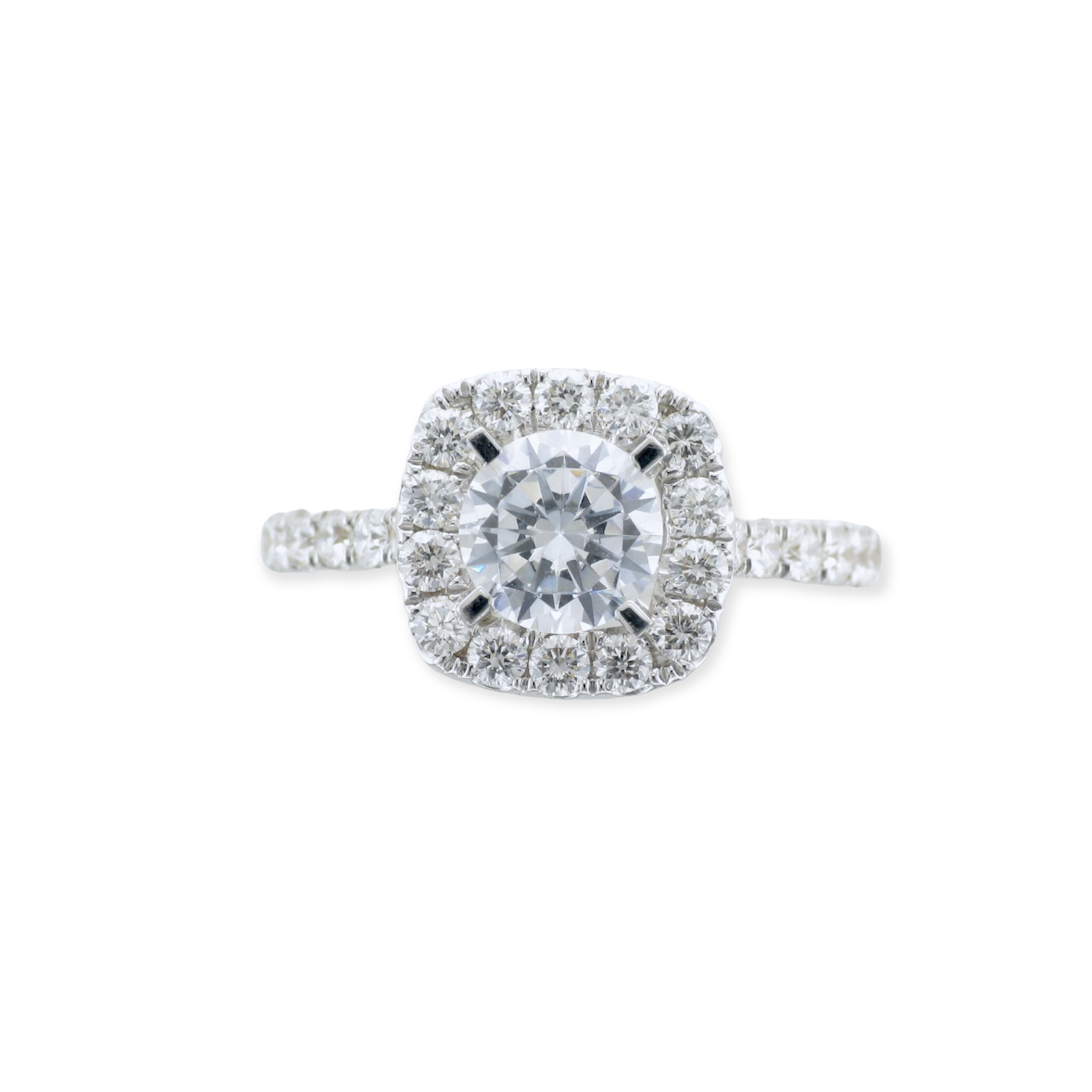 Pave Band Halo Engagement Ring