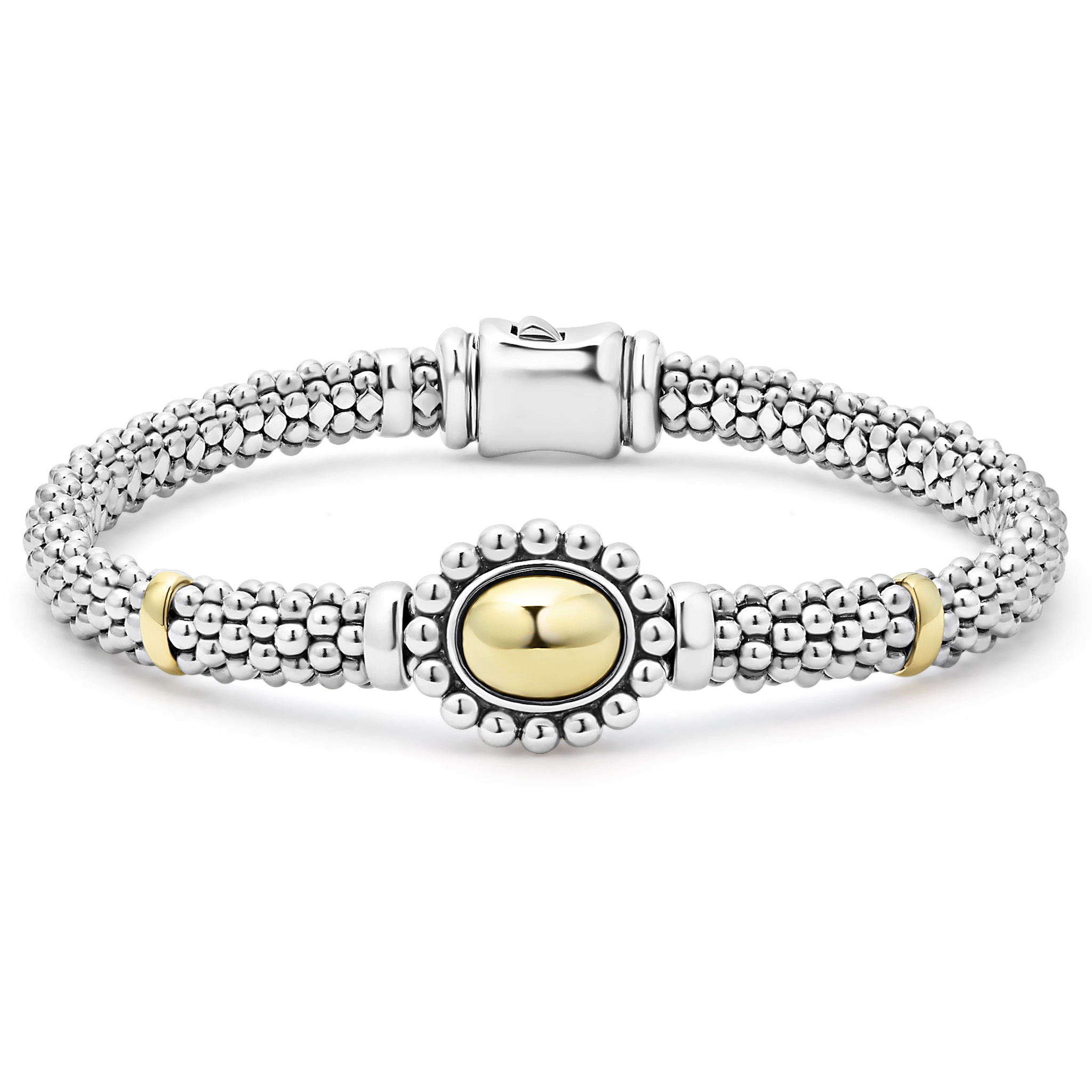 Sterling Silver and Yellow Gold Caviar Bracelet