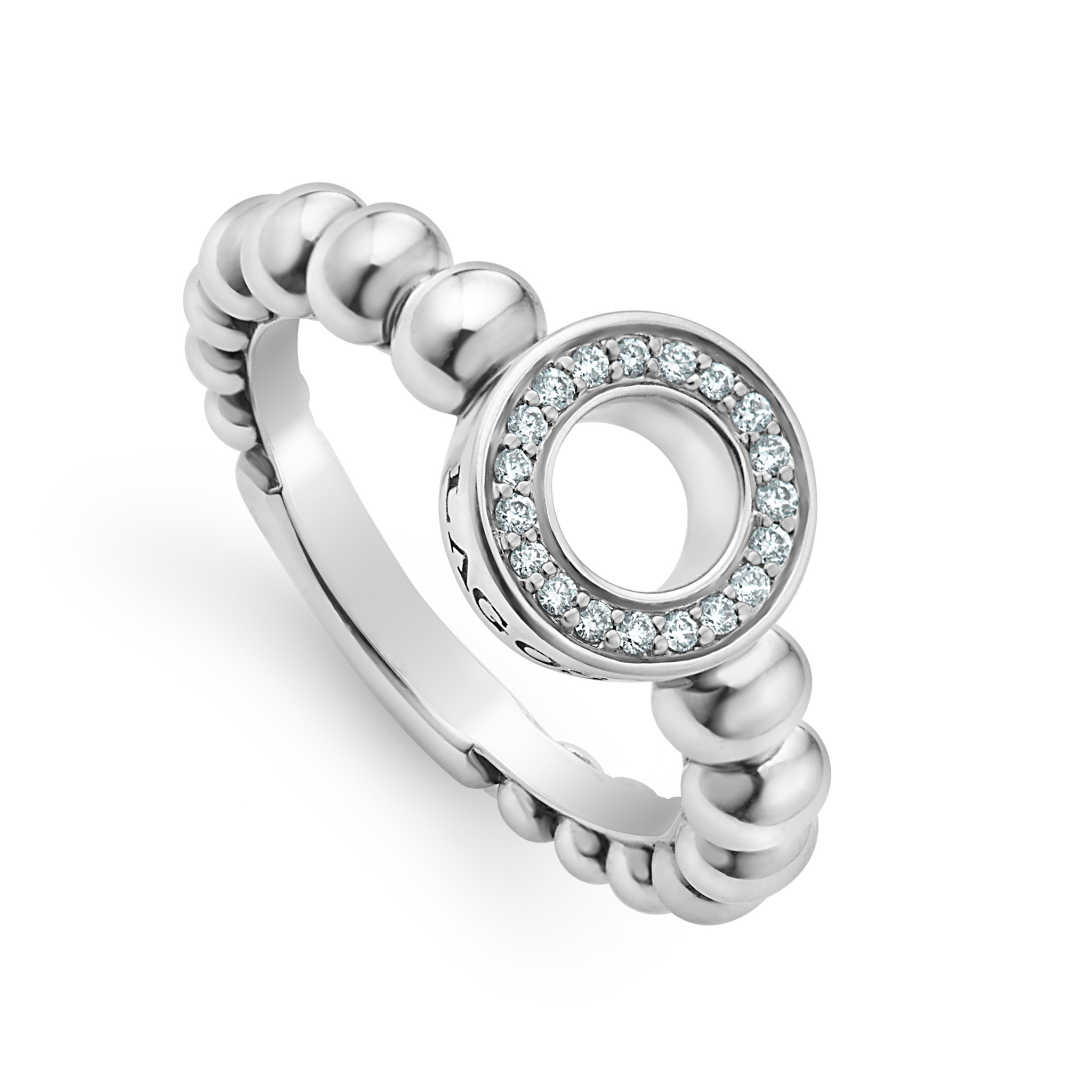 Caviar and Diamond Circle Ring
