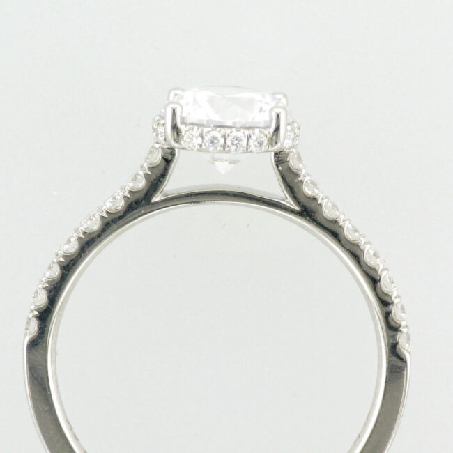 Pave Diamond Hidden Halo Engagement Ring
