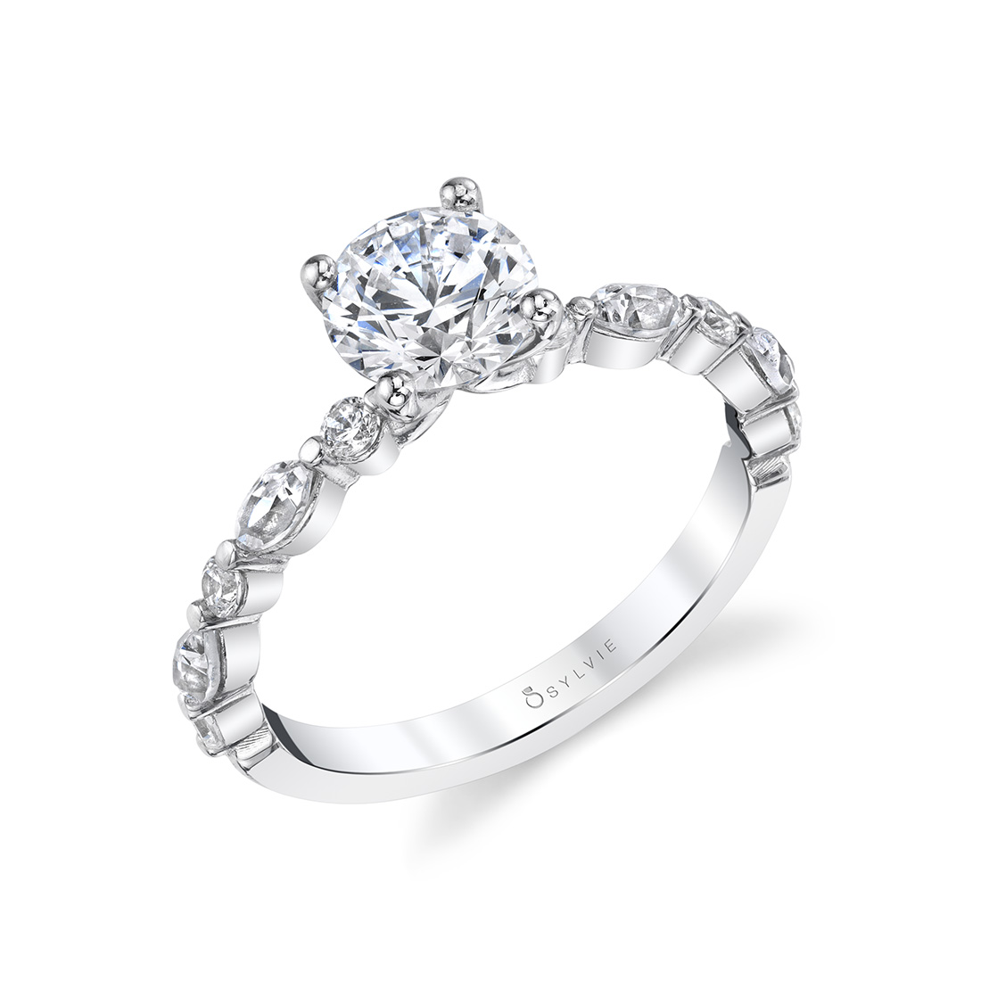 Marquise and Round Cut Engagement Setting