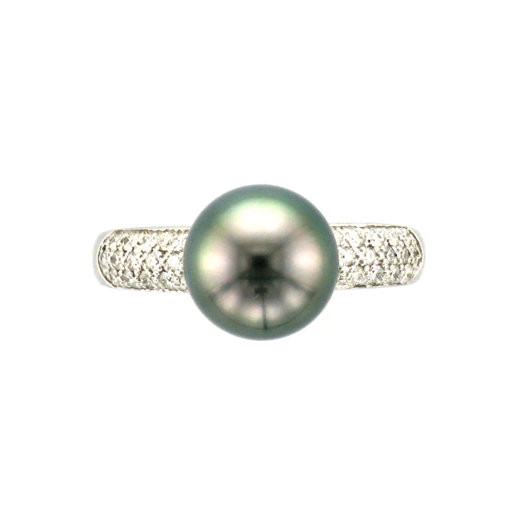 Tapered Pave Band with Tahitian Pearl